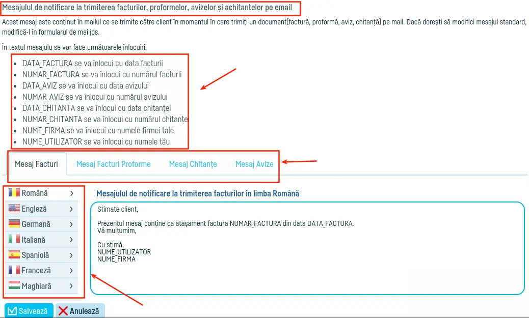 Cum definesc mesajele la trimiterea pe e-mail? - pasul 3