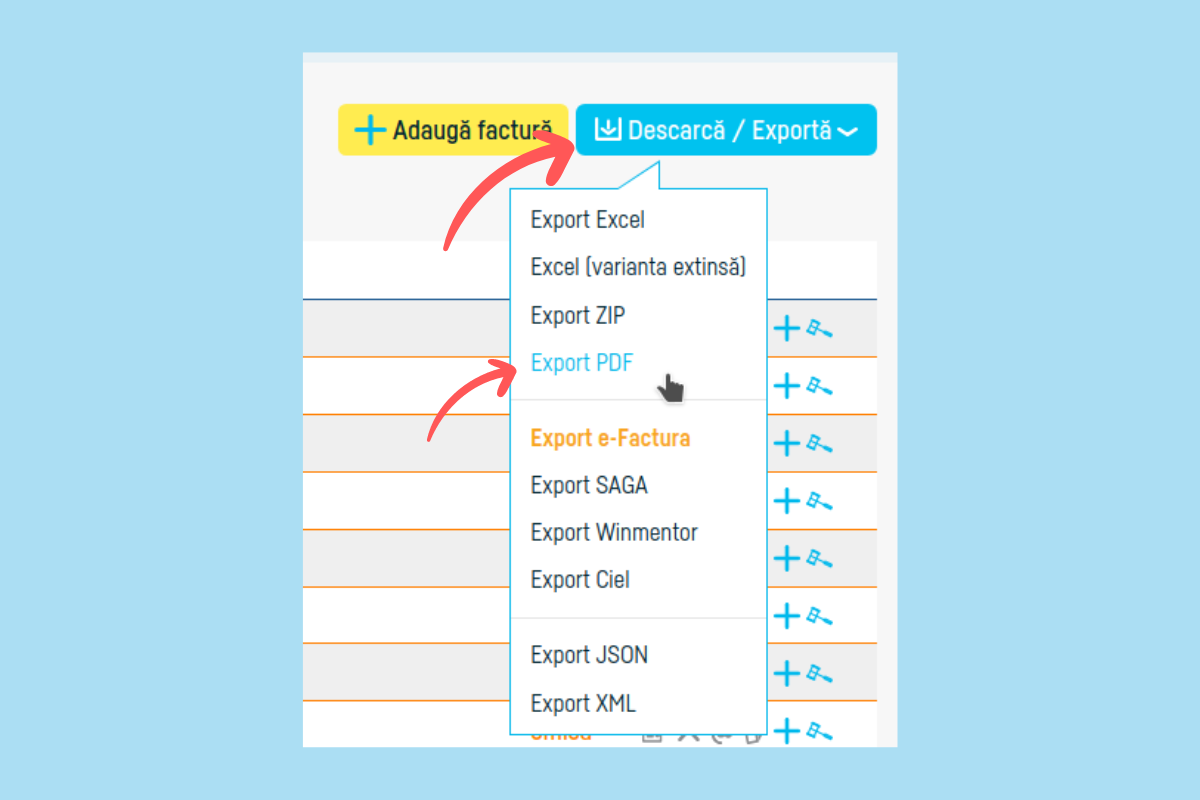 Cum export mai multe facturi odată - pasul 4