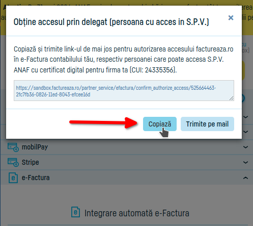 Cum activezi integrarea automată cu e-factura - pasul 5