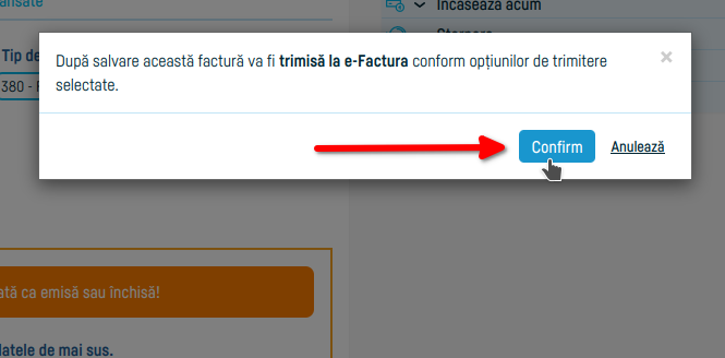 Cum setezi o serie de facturi să transmită e-Factura - pasul 6