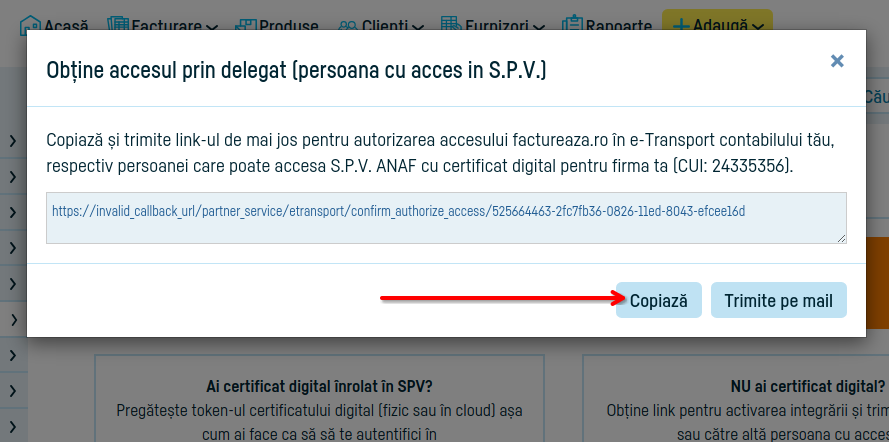 Cum activezi integrarea automată cu e-Transport - pasul 5