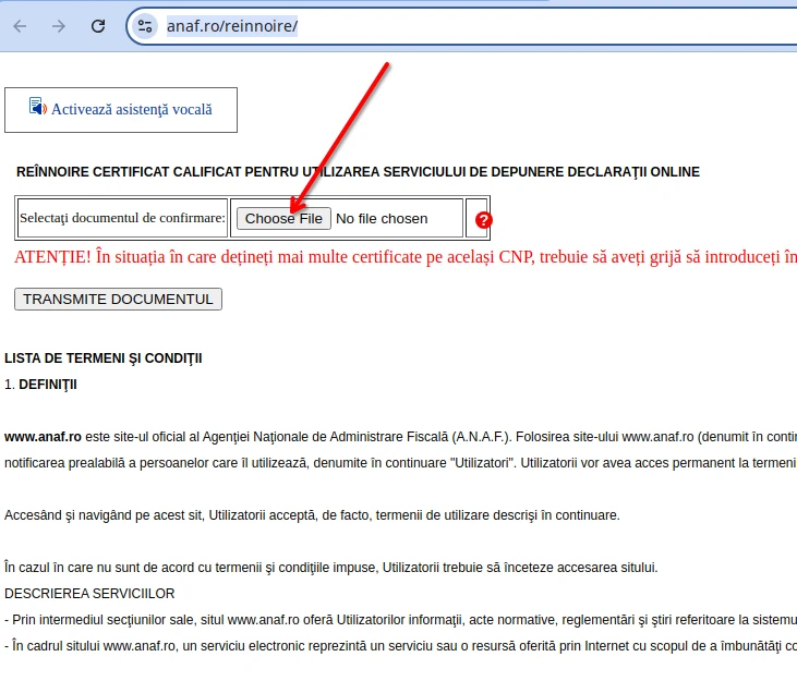 Certificatul digital reînnoit trebuie reînrolat în SPV - pasul 2