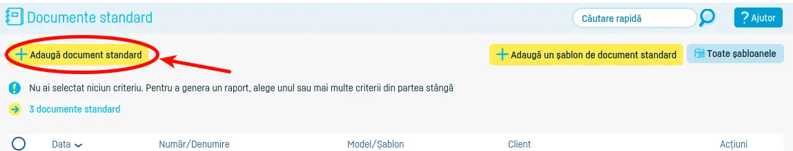 Generare document dintr-un model de document standard - pasul 2