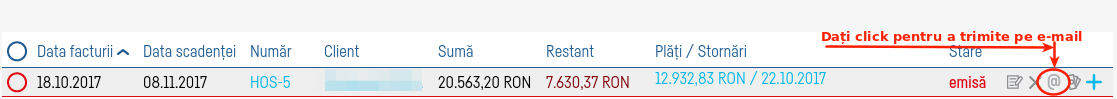 Cum trimit o factură pe e-mail? - pasul 2