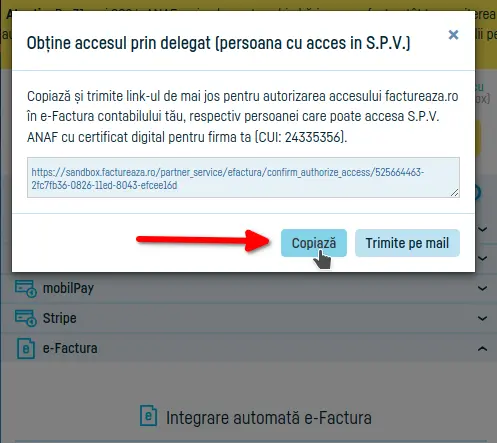 Cum activezi integrarea automată cu e-factura - pasul 5
