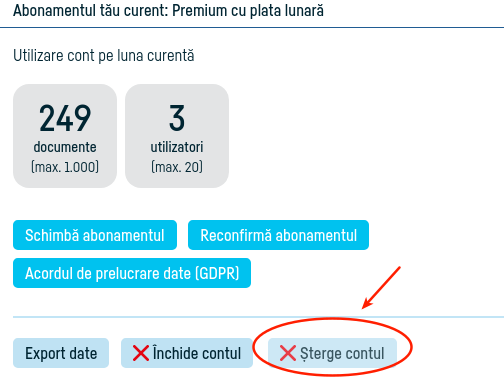 Cum îmi șterg contul  și datele asociate acestuia? - pasul 4