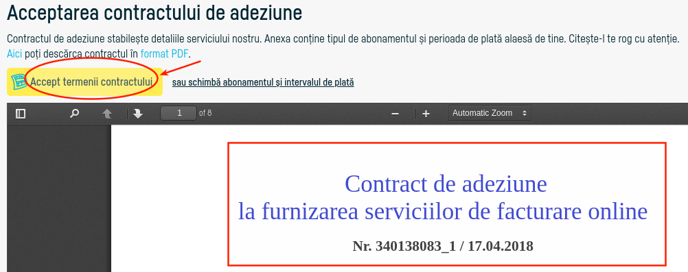 Actualizarea datelor firmei mele  în contract - pasul 4