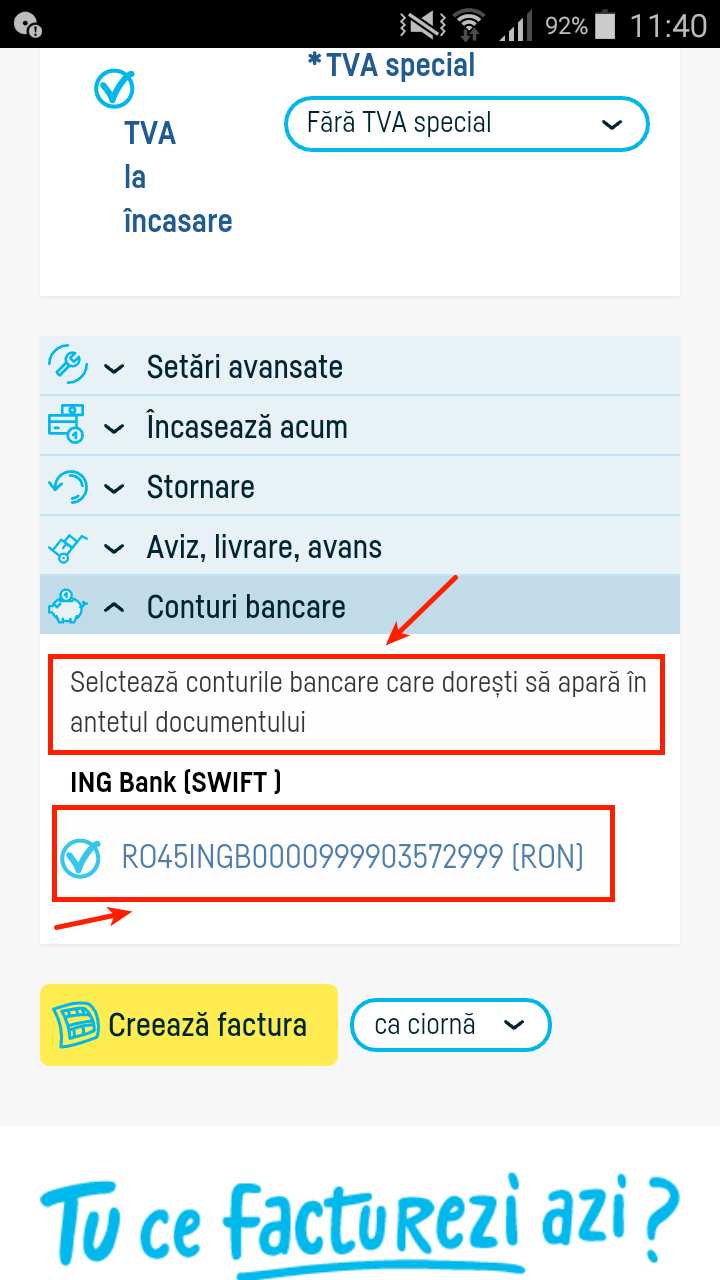 Cum adaug conturi bancare? - pasul 3