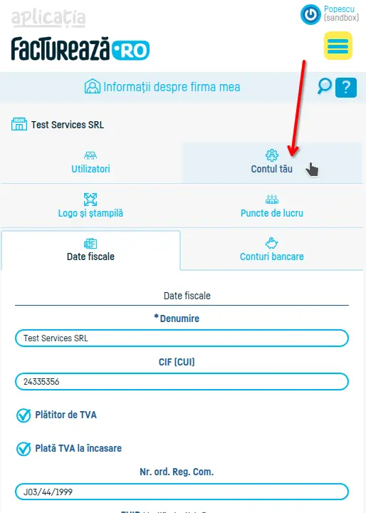 Actualizarea datelor firmei mele în contract - pasul 2
