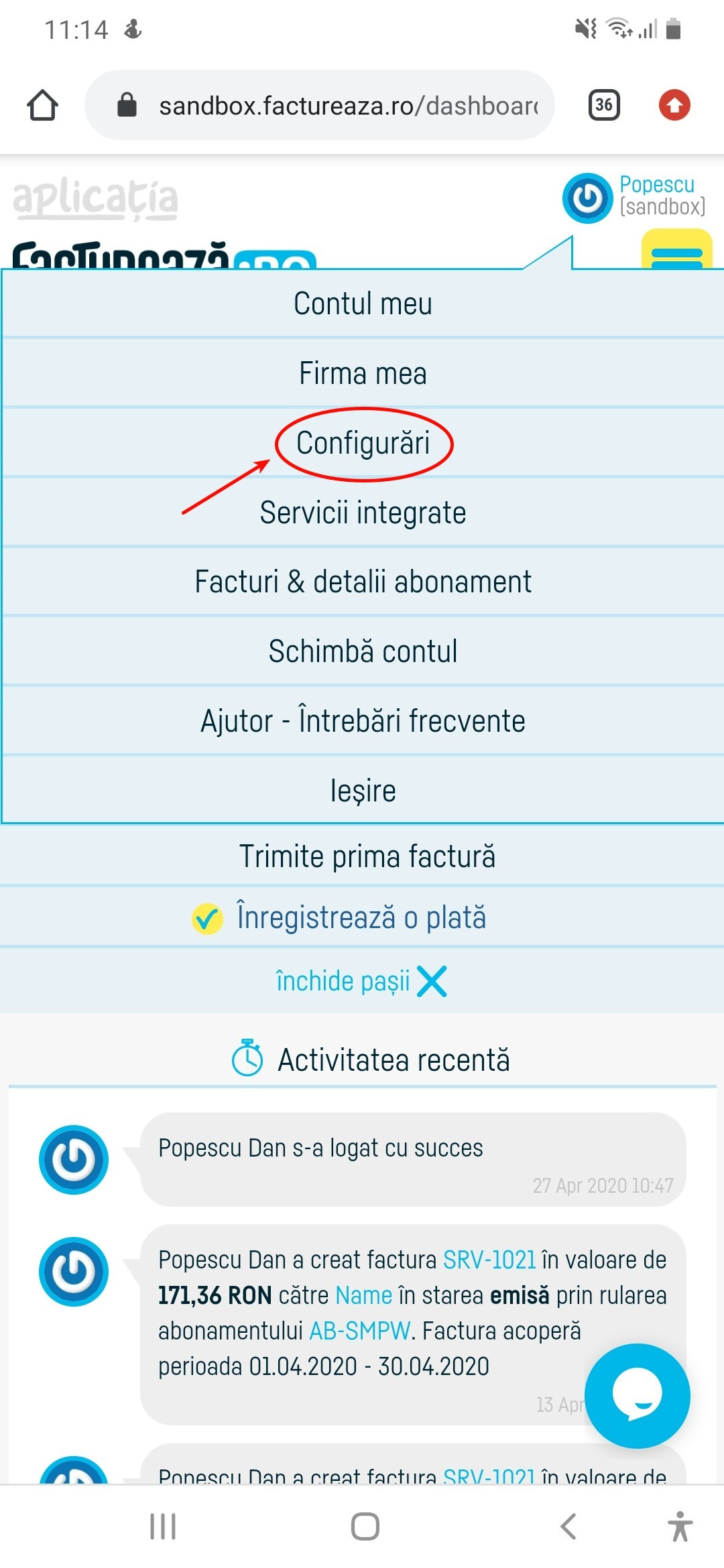 Cum schimb șablonul facturii? - pasul 1