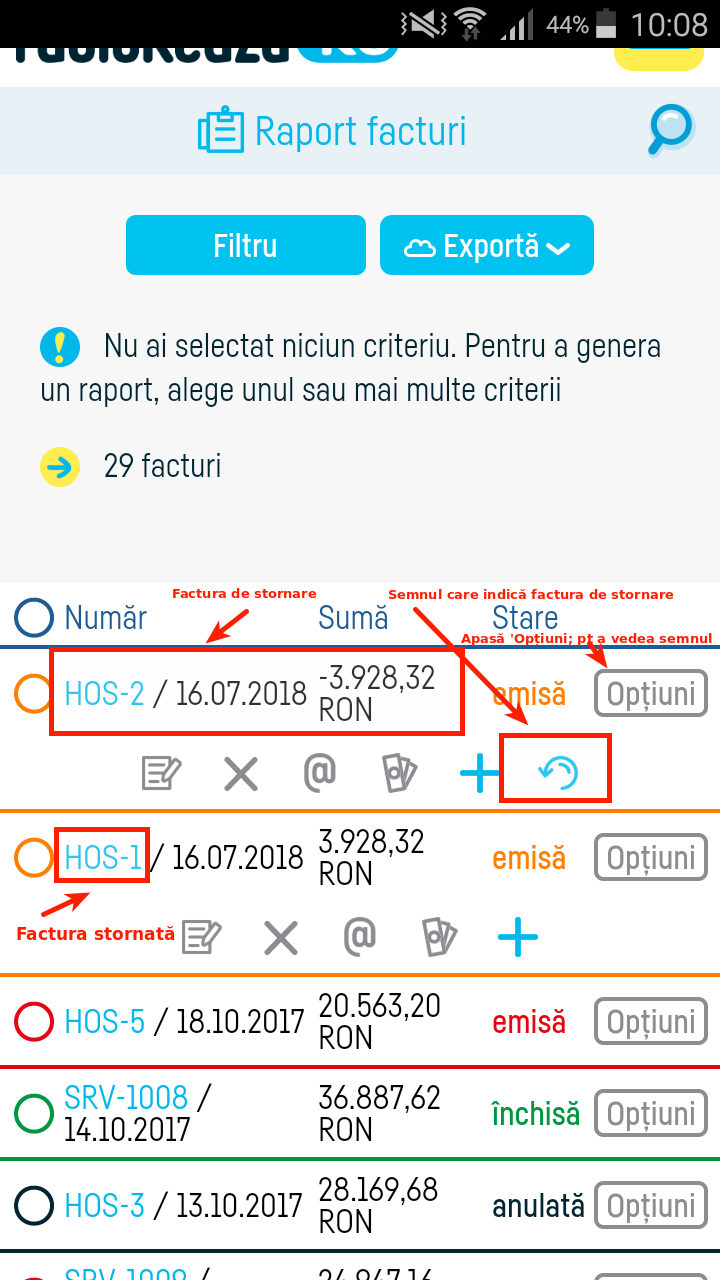 Cum stornez o factură? - pasul 5