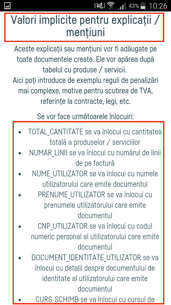 Cum stabilesc valorile implicite pentru facturi? - pasul 4