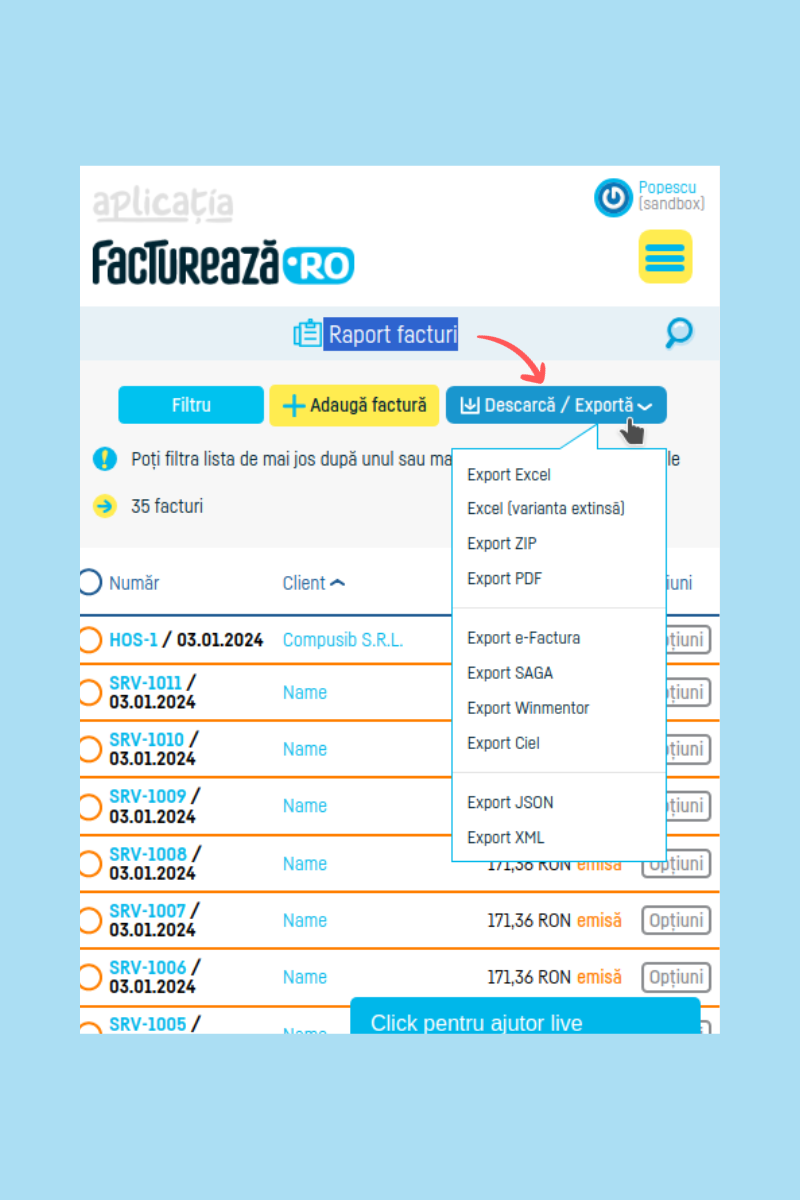 Cum descarc mai multe facturi? - pasul 6