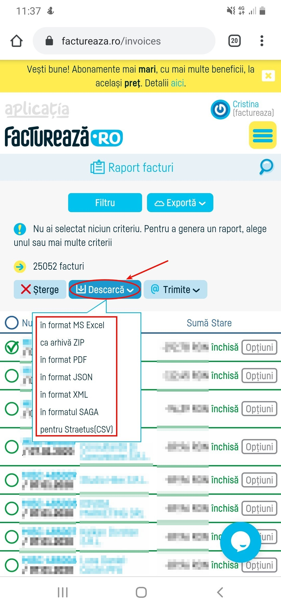 Cum trimit o factură pe email? - pasul 8