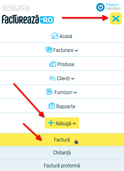 Cum adaug o factură? - pasul 1