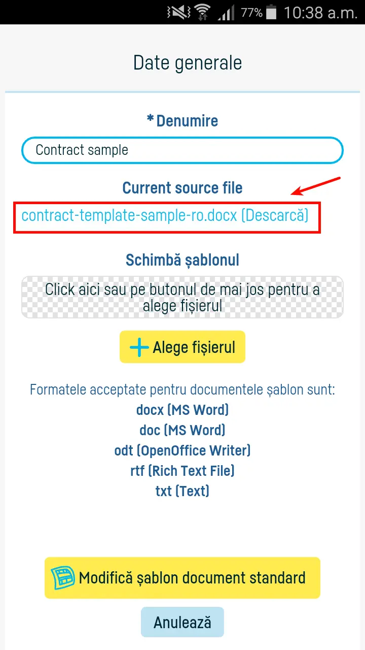 Cum definesc un model de document standard? - pasul 4