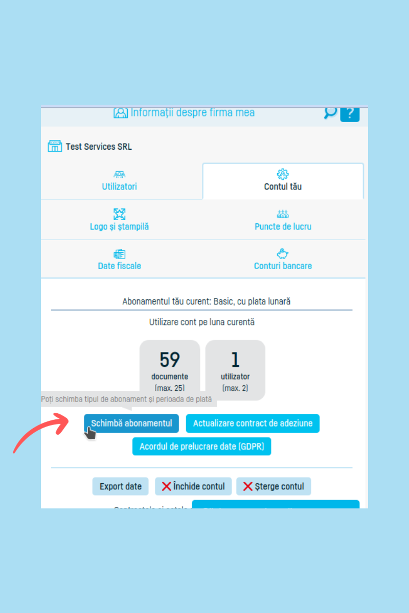 Cum trec la abonamentul gratuit? - pasul 2