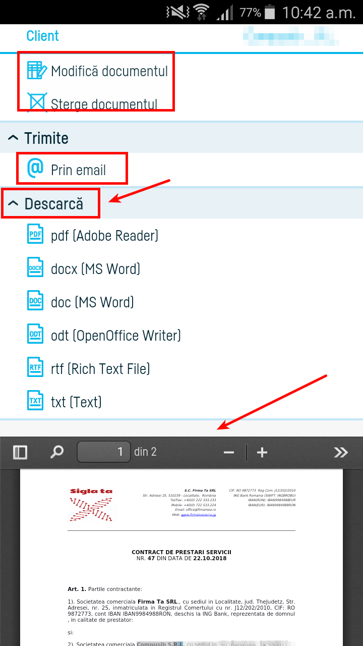 Generare document dintr-un model de document standard - pasul 5