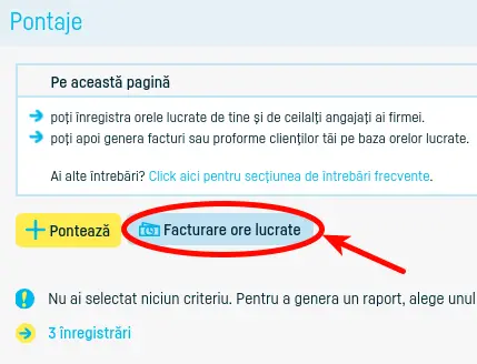 Cum emit o factură pe baza pontajului? - pasul 2