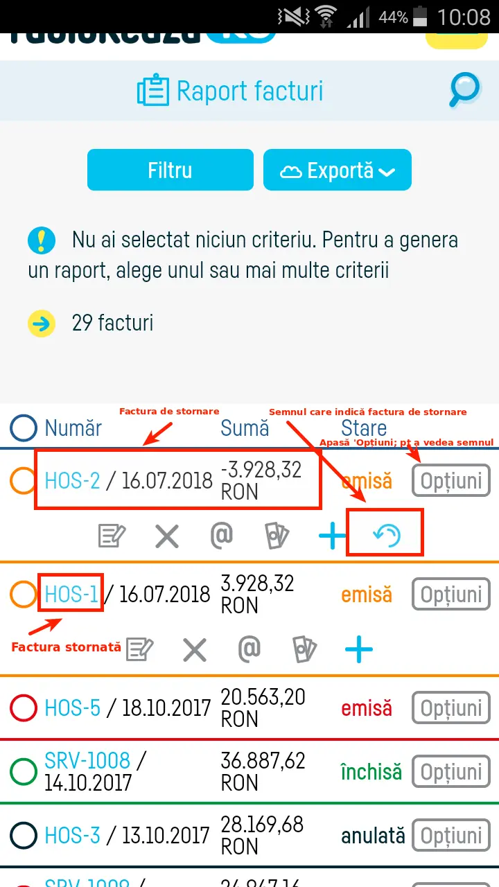 Cum stornez o factură? - pasul 5