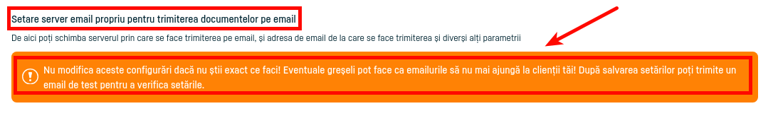 Setări avansate la trimiterea documentelor pe email - pasul 3