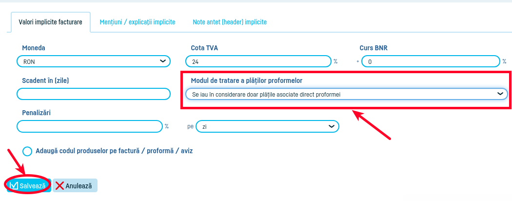 Tratarea plăților pentru proforme - pasul 4