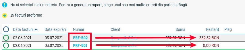 Tratarea plăților pentru proforme - pasul 8