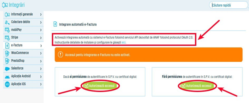 Generare și trimitere e-facturi în SPV ANAF - pasul 2