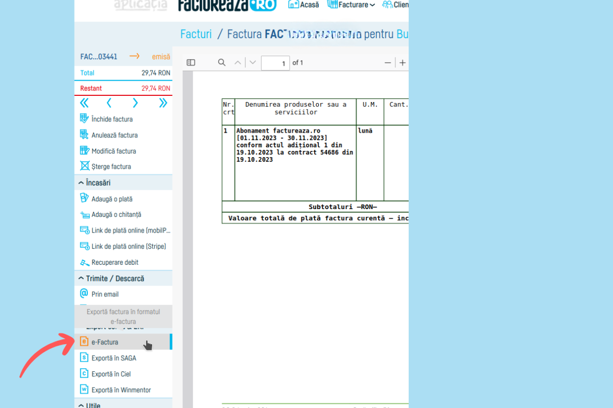 Cum verifici statusul trimiterii e-factura - pasul 1