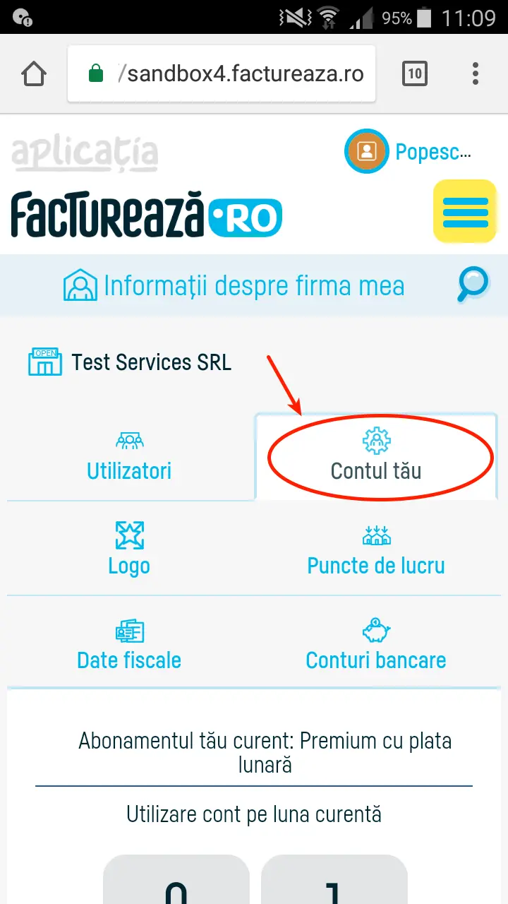 Cum îmi închid contul la factureaza.ro? - pasul 2