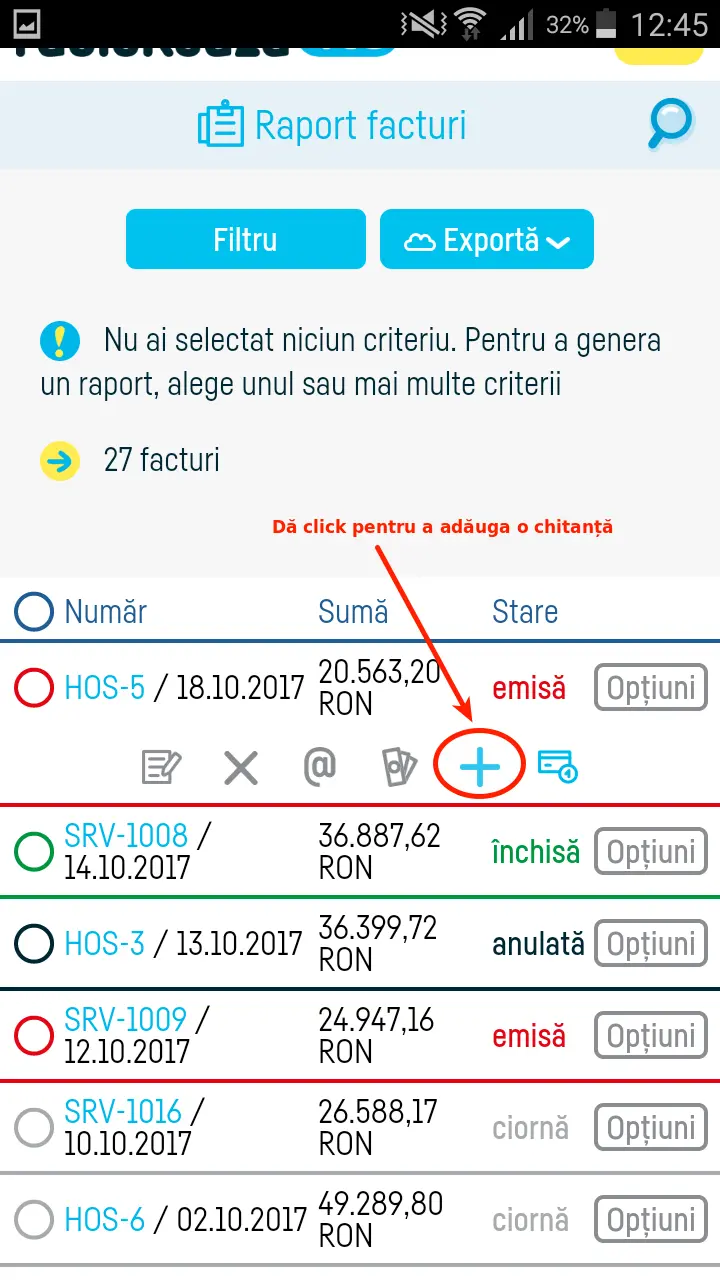 Cum adaug o chitanță? - pasul 2