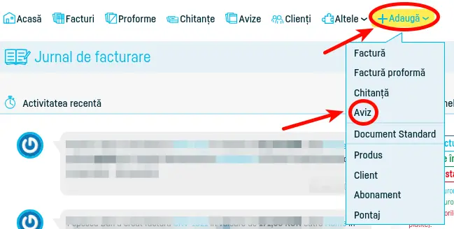 Cum generez o factură dintr-un aviz? - pasul 1