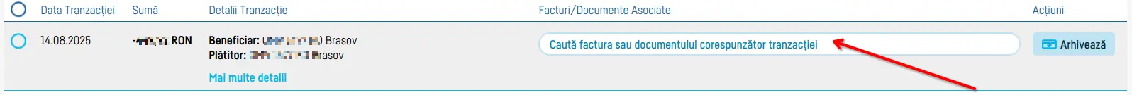 Asocierea automată a tranzacțiilor bancare cu facturile - pasul 8