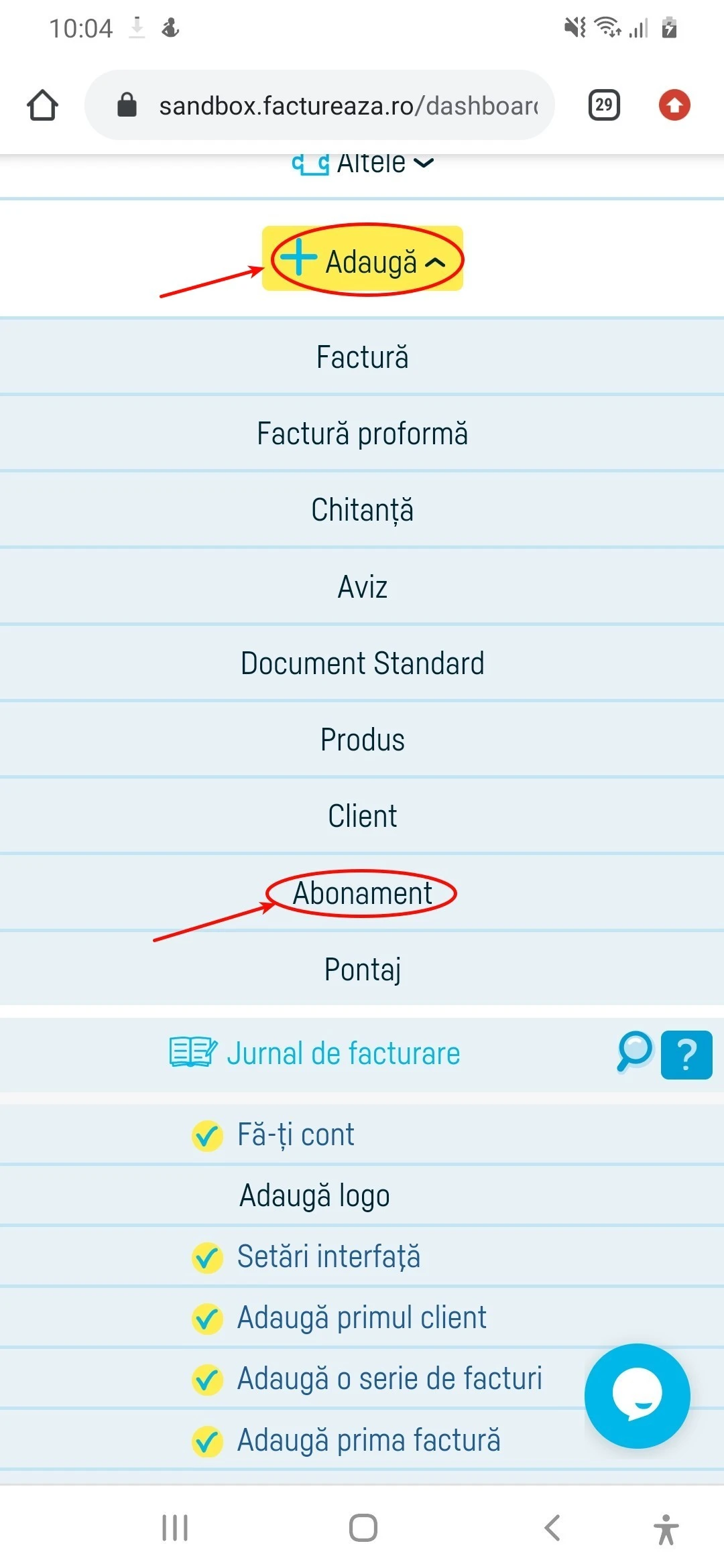 Cum adaug un abonament? - pasul 2