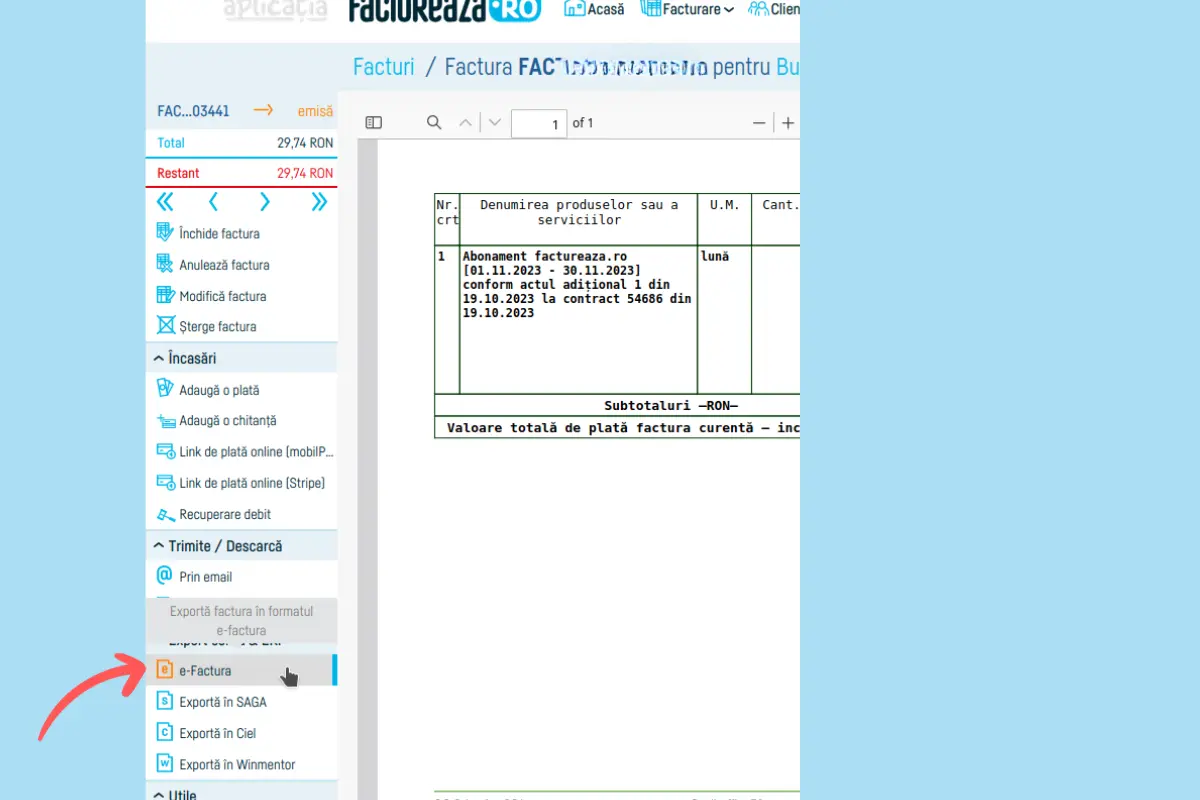 Cum verifici statusul trimiterii e-factura - pasul 1
